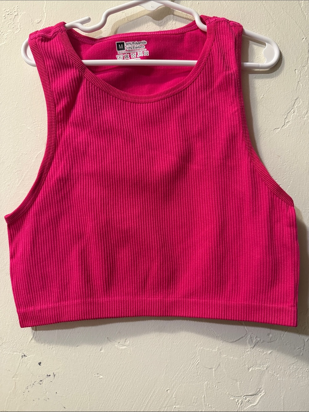 Hot Pink Ribbed Crop Tank Top